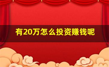 有20万怎么投资赚钱呢