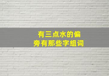 有三点水的偏旁有那些字组词