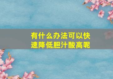 有什么办法可以快速降低胆汁酸高呢