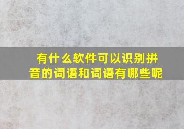 有什么软件可以识别拼音的词语和词语有哪些呢