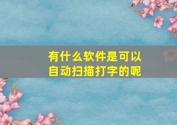 有什么软件是可以自动扫描打字的呢