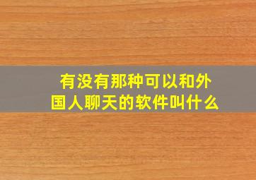 有没有那种可以和外国人聊天的软件叫什么