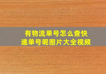 有物流单号怎么查快递单号呢图片大全视频