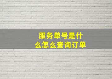 服务单号是什么怎么查询订单