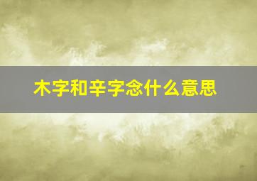 木字和辛字念什么意思