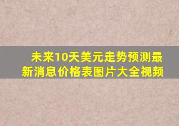 未来10天美元走势预测最新消息价格表图片大全视频