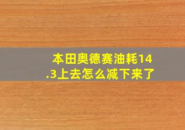 本田奥德赛油耗14.3上去怎么减下来了