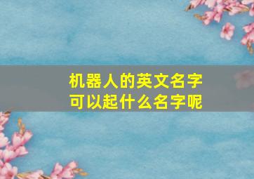 机器人的英文名字可以起什么名字呢