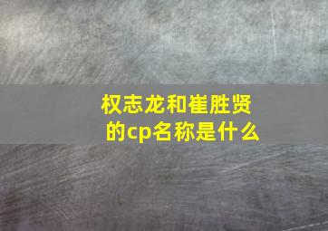 权志龙和崔胜贤的cp名称是什么