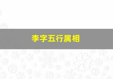 李字五行属相