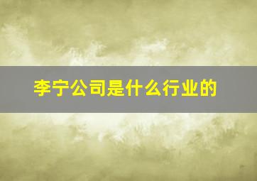 李宁公司是什么行业的