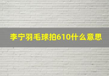 李宁羽毛球拍610什么意思