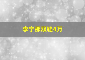 李宁那双鞋4万