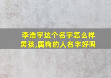 李浩宇这个名字怎么样男孩,属狗的人名字好吗