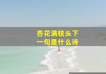 杏花满枝头下一句是什么诗