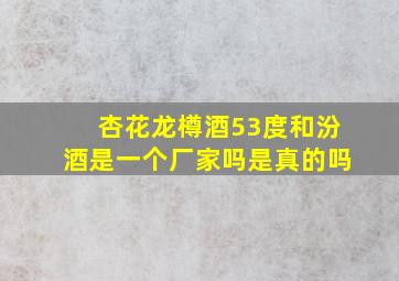 杏花龙樽酒53度和汾酒是一个厂家吗是真的吗