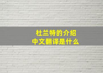 杜兰特的介绍中文翻译是什么