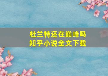 杜兰特还在巅峰吗知乎小说全文下载