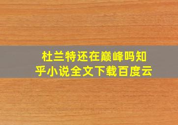 杜兰特还在巅峰吗知乎小说全文下载百度云