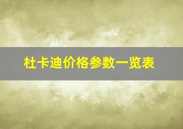 杜卡迪价格参数一览表