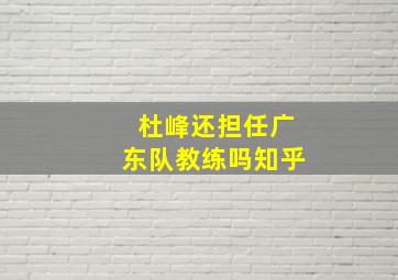 杜峰还担任广东队教练吗知乎