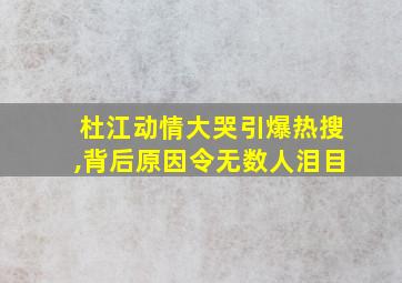 杜江动情大哭引爆热搜,背后原因令无数人泪目