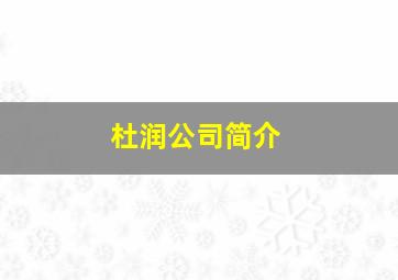 杜润公司简介