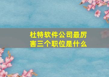 杜特软件公司最厉害三个职位是什么