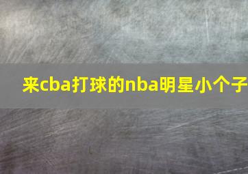 来cba打球的nba明星小个子