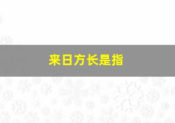 来日方长是指