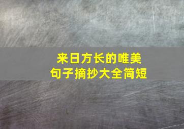 来日方长的唯美句子摘抄大全简短