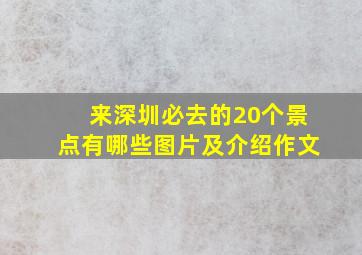 来深圳必去的20个景点有哪些图片及介绍作文