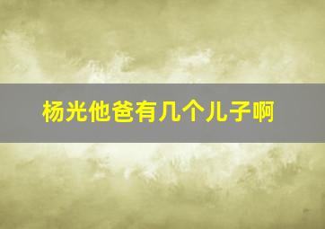 杨光他爸有几个儿子啊