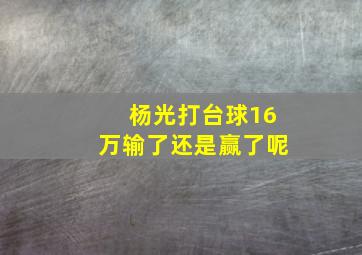 杨光打台球16万输了还是赢了呢