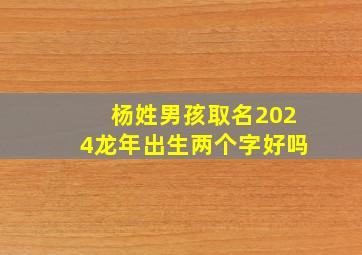 杨姓男孩取名2024龙年出生两个字好吗