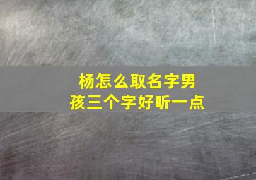 杨怎么取名字男孩三个字好听一点