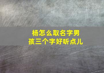 杨怎么取名字男孩三个字好听点儿