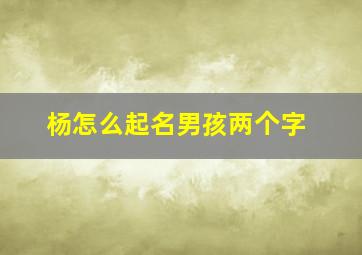 杨怎么起名男孩两个字