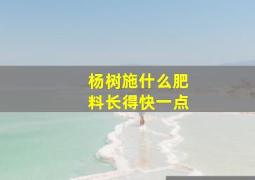 杨树施什么肥料长得快一点