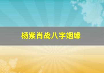 杨紫肖战八字姻缘