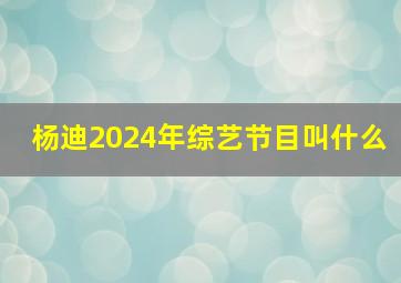 杨迪2024年综艺节目叫什么