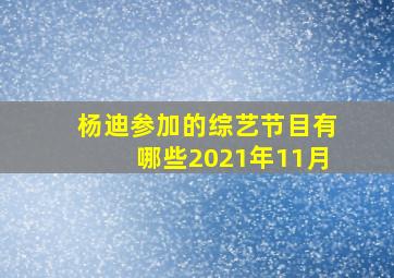 杨迪参加的综艺节目有哪些2021年11月