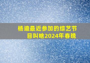 杨迪最近参加的综艺节目叫啥2024年春晚