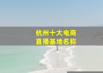 杭州十大电商直播基地名称