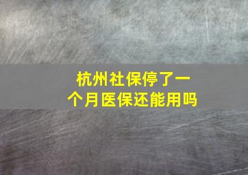 杭州社保停了一个月医保还能用吗