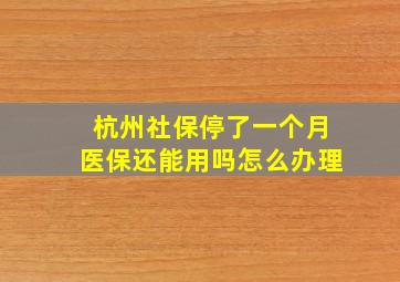 杭州社保停了一个月医保还能用吗怎么办理