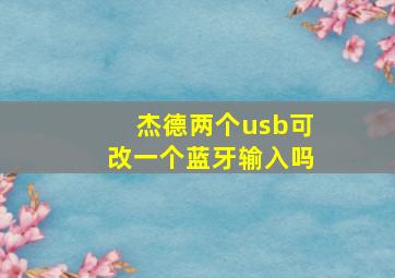 杰德两个usb可改一个蓝牙输入吗