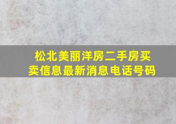 松北美丽洋房二手房买卖信息最新消息电话号码