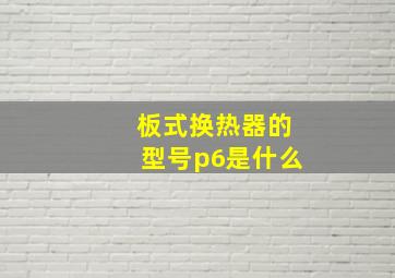 板式换热器的型号p6是什么