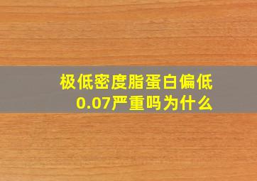 极低密度脂蛋白偏低0.07严重吗为什么